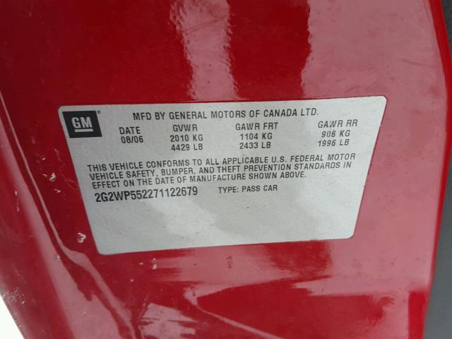 2G2WP552271122679 - 2007 PONTIAC GRAND PRIX RED photo 10