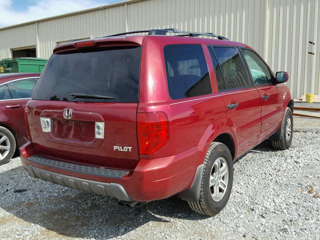 5FNYF186X4B003219 - 2004 HONDA PILOT EXL RED photo 4