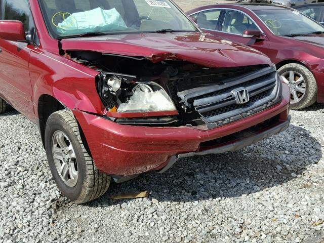 5FNYF186X4B003219 - 2004 HONDA PILOT EXL RED photo 9