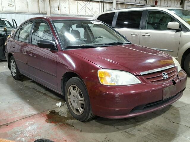 1HGES16552L035872 - 2002 HONDA CIVIC LX BURGUNDY photo 1