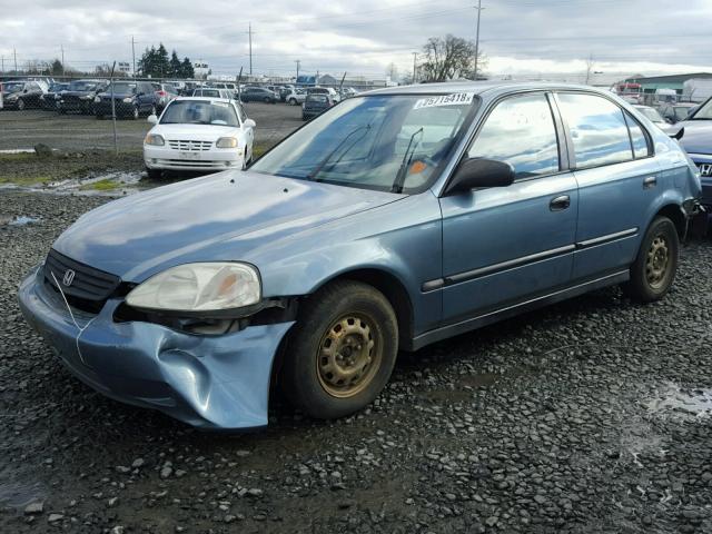 1HGEJ6525YL042207 - 2000 HONDA CIVIC DX BLUE photo 2