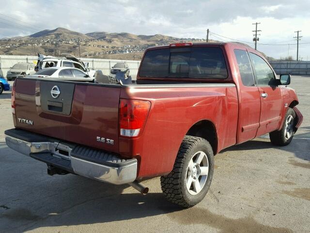 1N6AA06B54N504348 - 2004 NISSAN TITAN XE RED photo 4