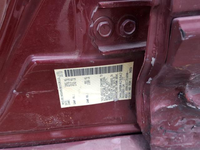 1N4AL2AP0BN426947 - 2011 NISSAN ALTIMA BAS MAROON photo 10