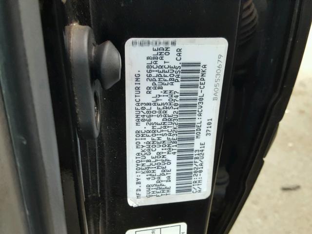 4T1BE32K23U210747 - 2003 TOYOTA CAMRY LE შავი ფოტო 10