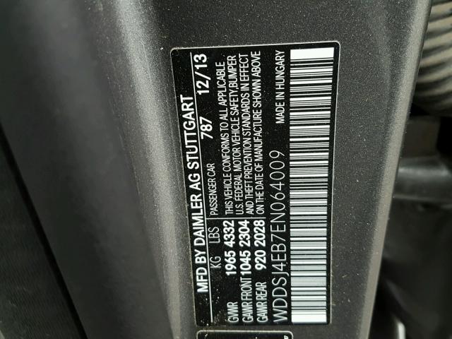 WDDSJ4EB7EN064009 - 2014 MERCEDES-BENZ CLA 250 GRAY photo 10