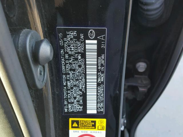 JTHKD5BH1F2238903 - 2015 LEXUS CT 200 BLACK photo 10