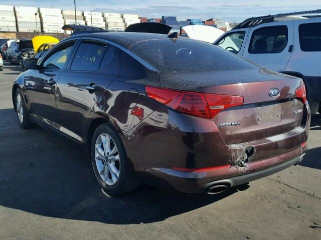 KNAGN4A64B5123586 - 2011 KIA OPTIMA EX MAROON photo 3