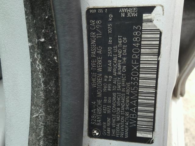 WBAAM5330XFR04883 - 1999 BMW 328I AUTOM SILVER photo 10