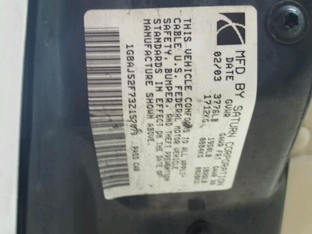 1G8AJ52F73Z157079 - 2003 SATURN ION LEVEL 白色 照片 10