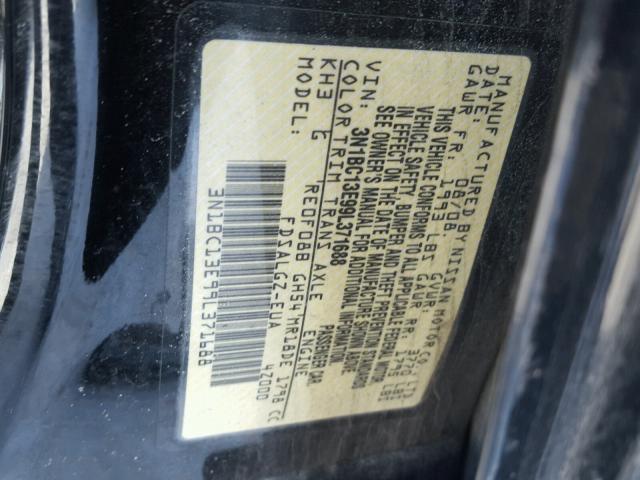 3N1BC13E99L371688 - 2009 NISSAN VERSA S BLACK photo 10