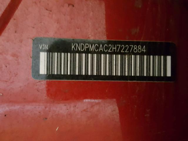 KNDPMCAC2H7227884 - 2017 KIA SPORTAGE L RED photo 10