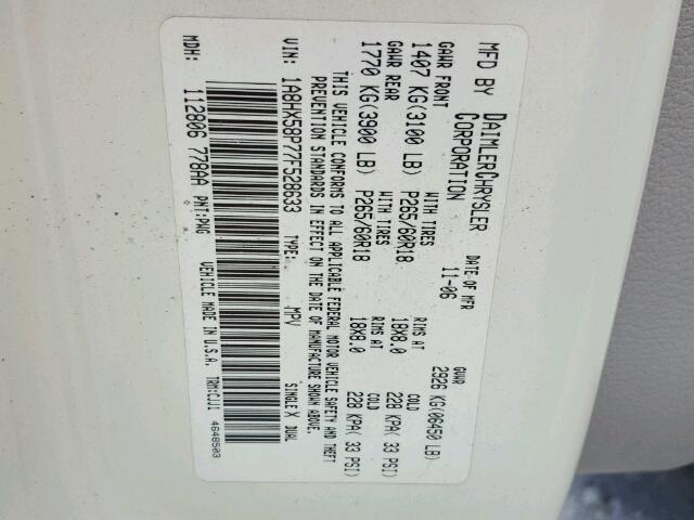 1A8HX58P77F528633 - 2007 CHRYSLER ASPEN LIMI WHITE photo 10