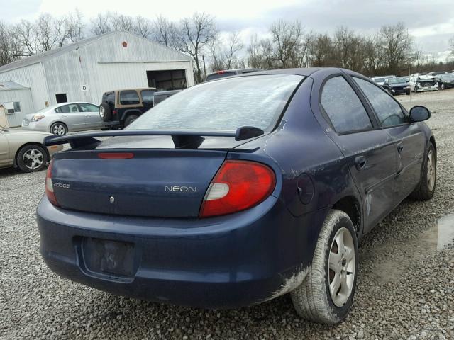 1B3ES46C41D185898 - 2001 DODGE NEON SE BLUE photo 4