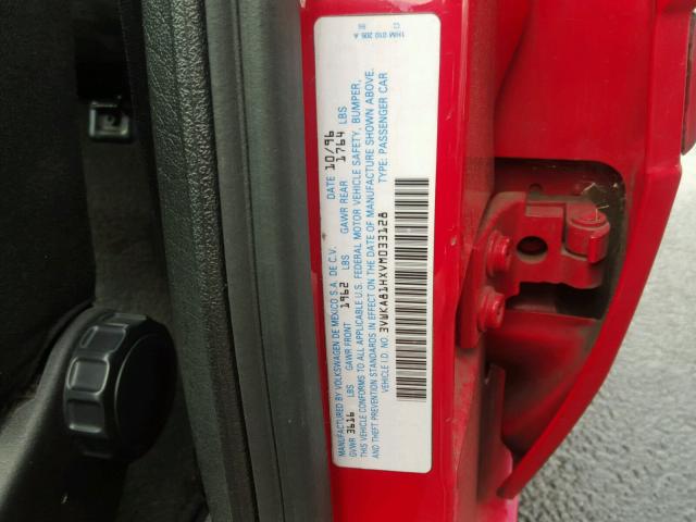 3VWKA81HXVM033128 - 1997 VOLKSWAGEN GOLF K2 RED photo 10