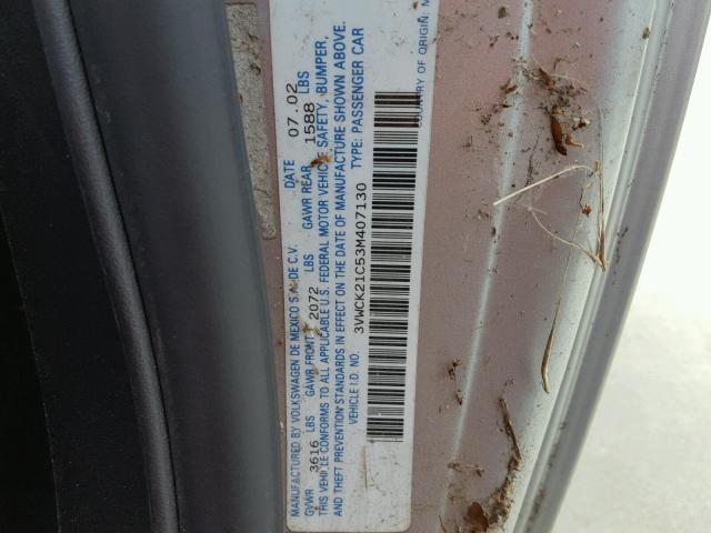 3VWCK21C53M407130 - 2003 VOLKSWAGEN NEW BEETLE 银色 照片 10