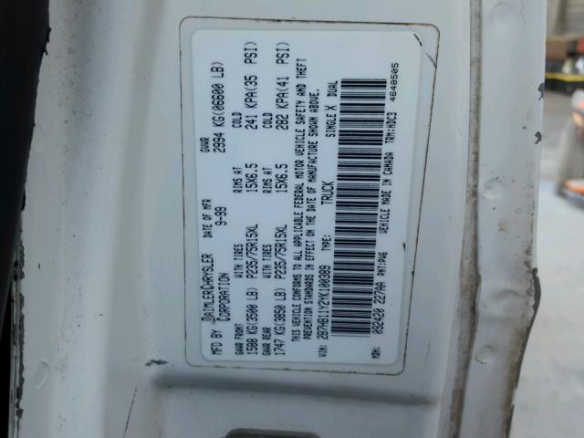 2B7HB11Y2YK100389 - 2000 DODGE RAM VAN B1 WHITE photo 10