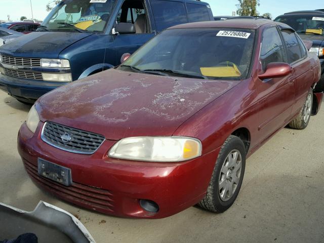 3N1CB51D61L442827 - 2001 NISSAN SENTRA XE MAROON photo 2