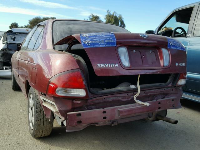 3N1CB51D61L442827 - 2001 NISSAN SENTRA XE MAROON photo 3