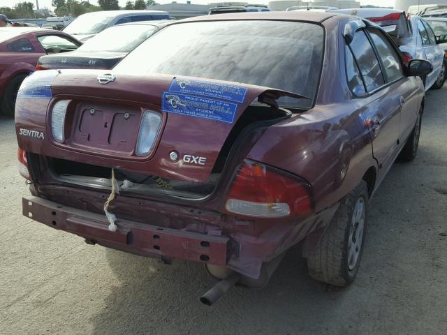 3N1CB51D61L442827 - 2001 NISSAN SENTRA XE MAROON photo 4