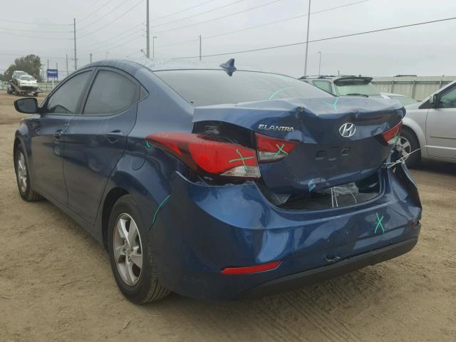 KMHDH4AE9FU453896 - 2015 HYUNDAI ELANTRA SE BLUE photo 3