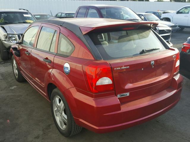 1B3HB48B57D507362 - 2007 DODGE CALIBER SX BURGUNDY photo 3