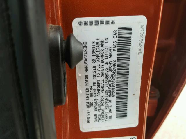 5Y2SL638X5Z424468 - 2005 PONTIAC VIBE ORANGE photo 10