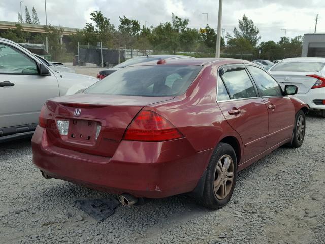 1HGCM56767A109359 - 2007 HONDA ACCORD EX RED photo 4