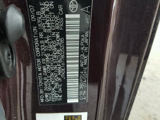 JTKDE167780253785 - 2008 TOYOTA SCION TC RED photo 10