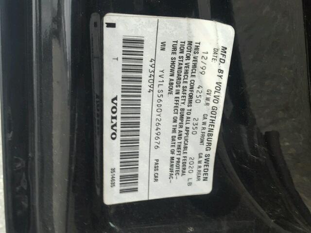 YV1LS56D0Y2649676 - 2000 VOLVO S70 GLT BLACK photo 10