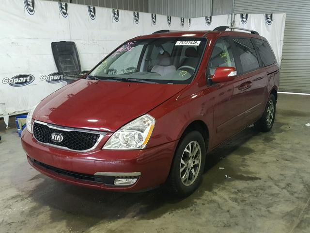 KNDMG4C7XE6547004 - 2014 KIA SEDONA LX BURGUNDY photo 2