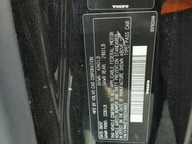 YV1MK672082049683 - 2008 VOLVO C30 T5 BLACK photo 10