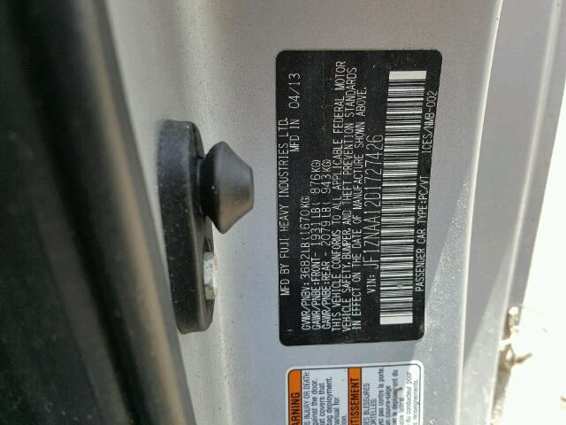 JF1ZNAA12D1727426 - 2013 TOYOTA SCION FR-S ვერცხლისფერი ფოტო 10