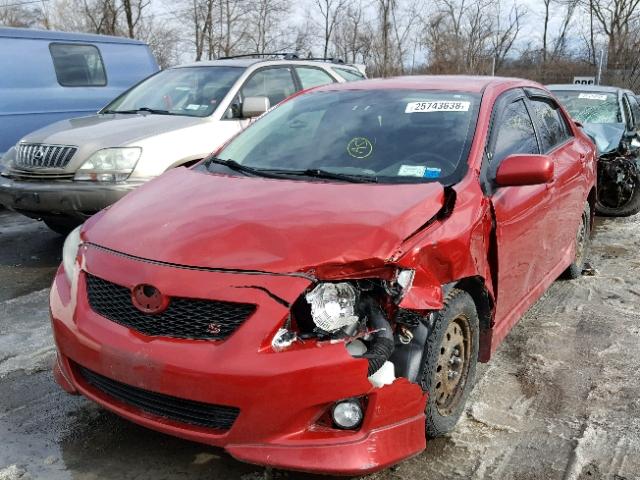 1NXBU40E39Z147950 - 2009 TOYOTA COROLLA BA RED photo 2