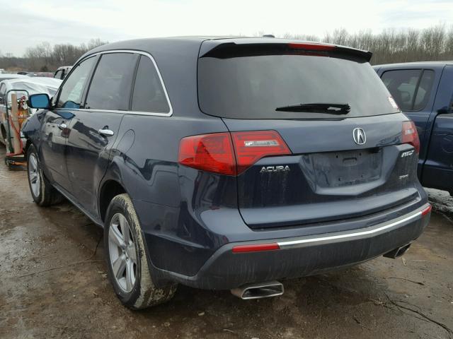 2HNYD2H67AH002749 - 2010 ACURA MDX TECHNO BLUE photo 3