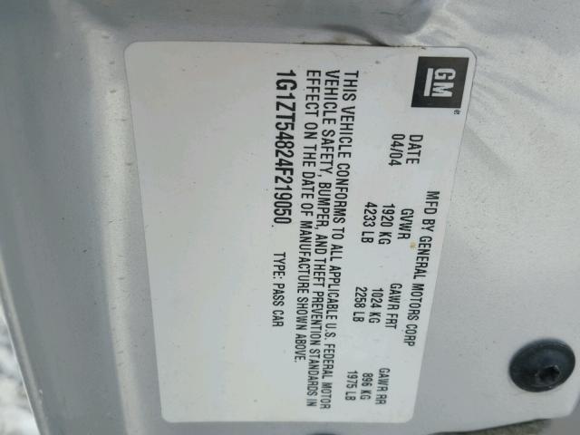 1G1ZT54824F219050 - 2004 CHEVROLET MALIBU LS ვერცხლისფერი ფოტო 10