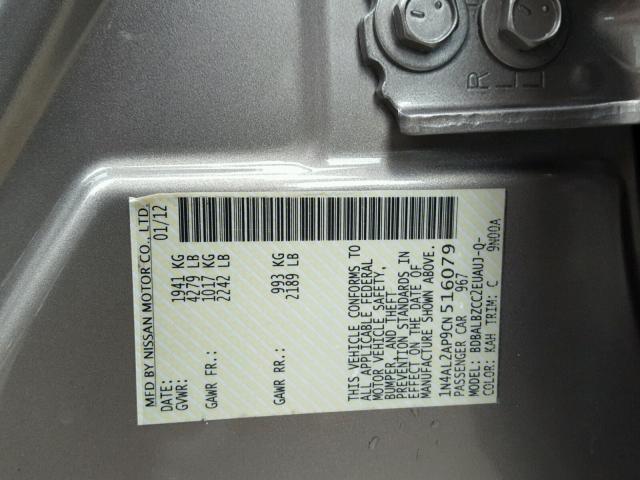 1N4AL2AP9CN516079 - 2012 NISSAN ALTIMA BAS TAN photo 10