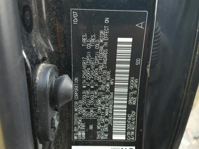 JTEBU14R48K007864 - 2008 TOYOTA 4RUNNER SR BLACK photo 10