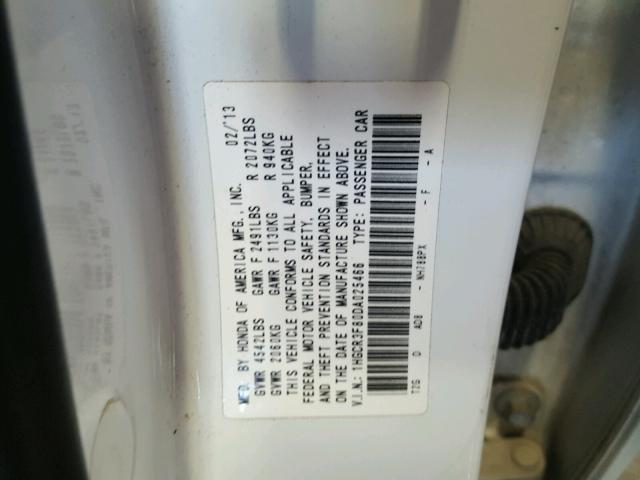 1HGCR3F80DA025466 - 2013 HONDA ACCORD EXL WHITE photo 10