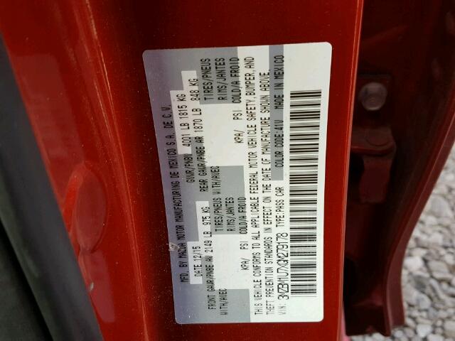 3MZBM1U7XGM279178 - 2016 MAZDA 3 SPORT RED photo 10