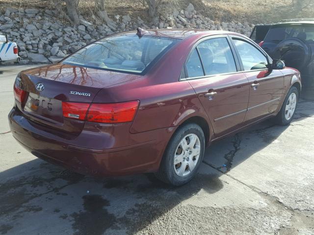 5NPET46C19H545002 - 2009 HYUNDAI SONATA GLS RED photo 4