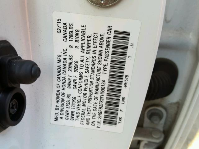 2HGFB2F82FH530134 - 2015 HONDA CIVIC EX Ağ foto 10