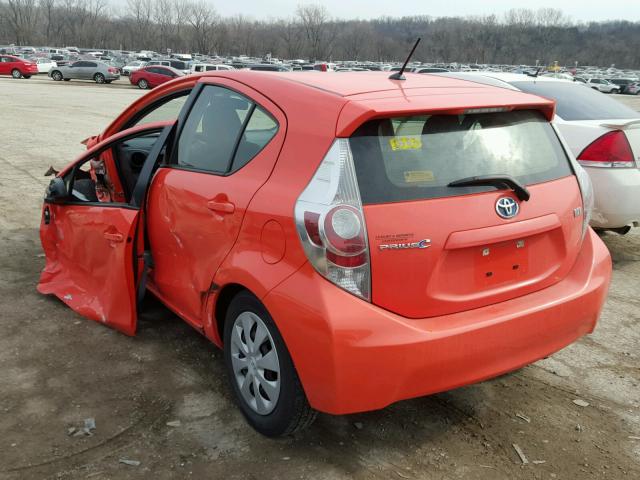 JTDKDTB34E1064260 - 2014 TOYOTA PRIUS C ORANGE photo 3