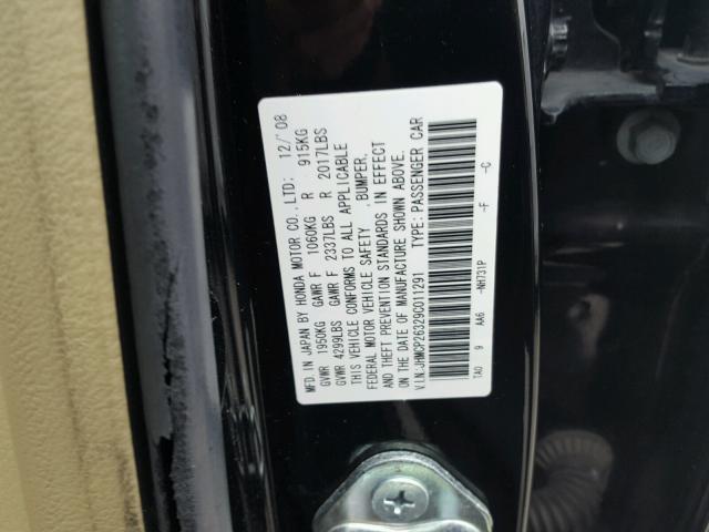 JHMCP26329C011291 - 2009 HONDA ACCORD LX BLACK photo 10