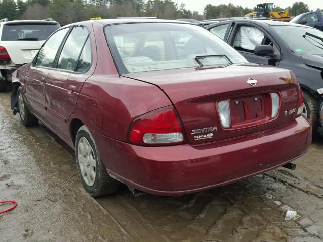 3N1CB51D52L641806 - 2002 NISSAN SENTRA XE MAROON photo 3