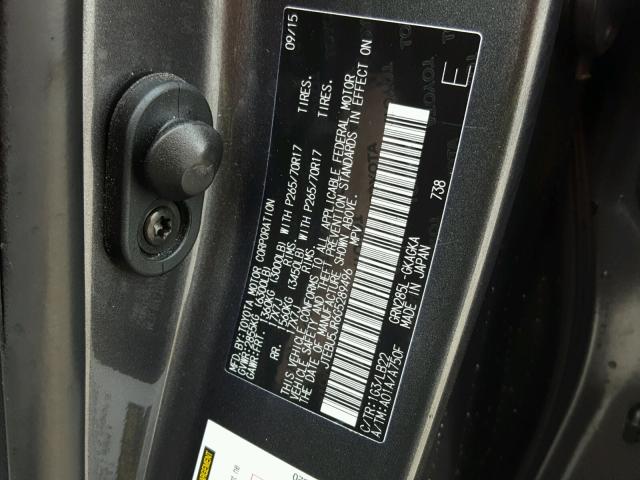 JTEBU5JR6G5289496 - 2016 TOYOTA 4RUNNER SR GRAY photo 10