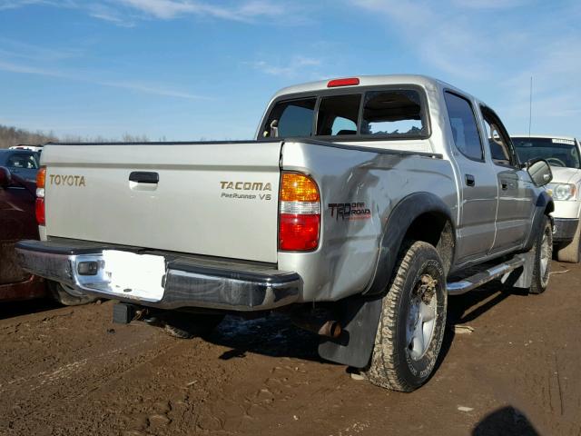 5TEGN92N24Z393664 - 2004 TOYOTA TACOMA DOU SILVER photo 4