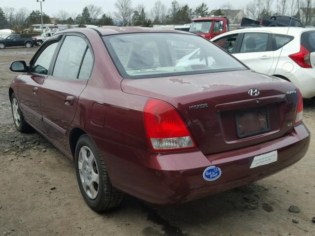 KMHDN45D52U260620 - 2002 HYUNDAI ELANTRA GL RED photo 3