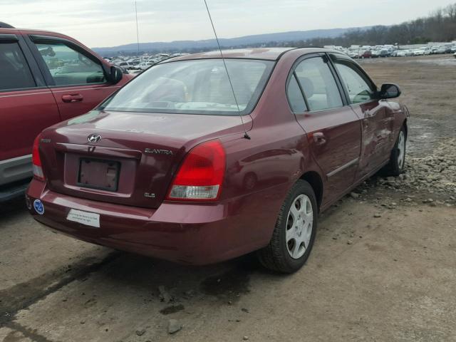 KMHDN45D52U260620 - 2002 HYUNDAI ELANTRA GL RED photo 4