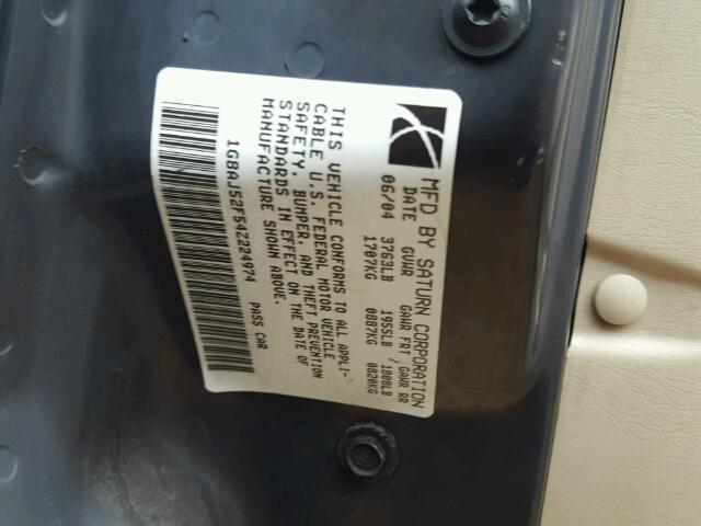 1G8AJ52F54Z224974 - 2004 SATURN ION LEVEL 棕色 照片 10