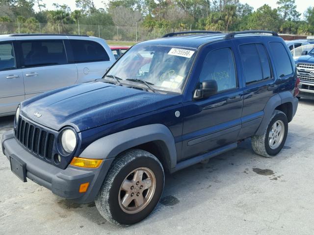 1J4GL48K07W671690 - 2007 JEEP LIBERTY SP BLUE photo 2